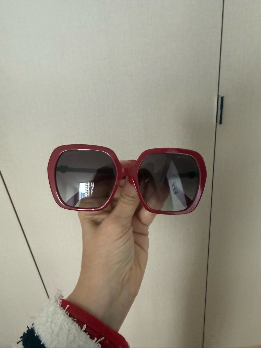CHANEL Cherry Red Oversized Square Sunglasses